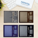 Coffret VIP 4 – Agenda Premium 6 Anneaux 16×22 cm || Notebook de Luxe en Similicuir avec Accessoires