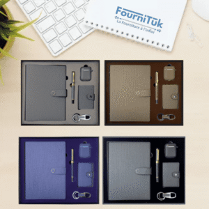 Coffret VIP 4 – Agenda Premium 6 Anneaux 16×22 cm || Notebook de Luxe en Similicuir avec Accessoires