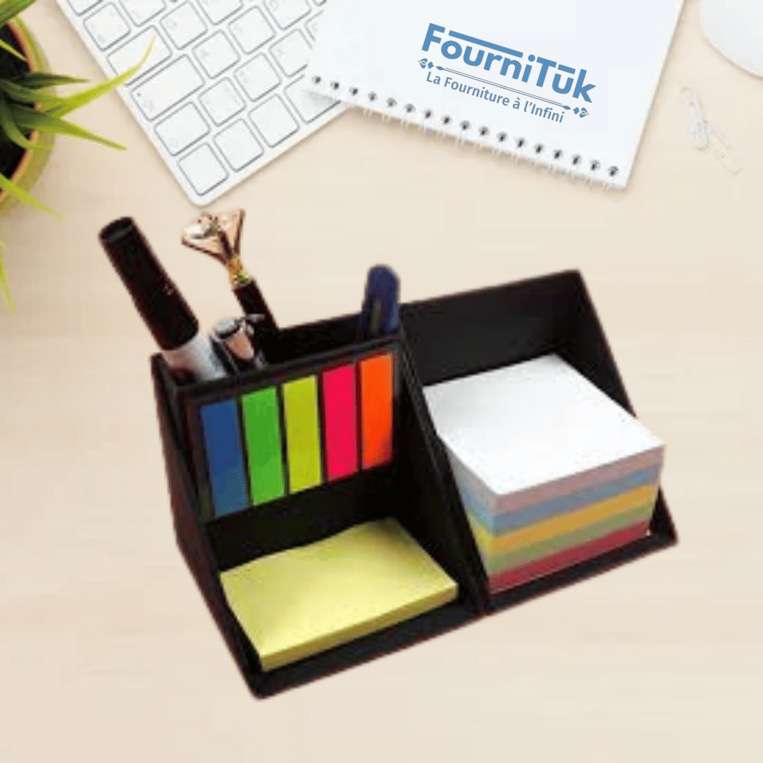 Cube Porte-Notes avec Marque-Pages Autocollants – Organisateur de Bureau Multifonction