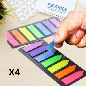 Lot de 4 Marque-pages Autocollants Fluorescents – 7 Couleurs | Sticky Notes