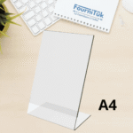 Porte Affiche A4 en L Portrait Transparent – Support de Présentation de Table