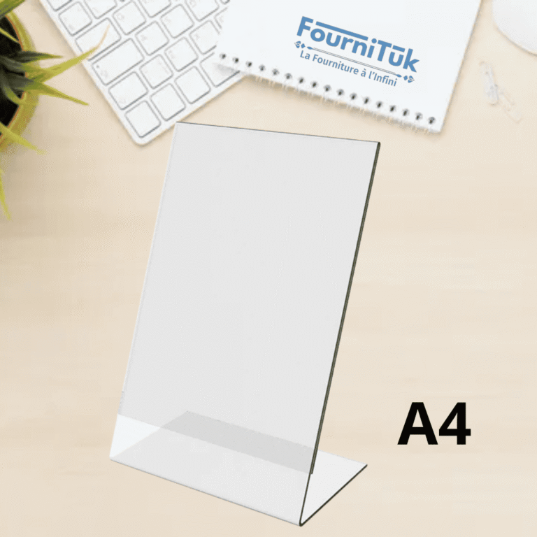 Porte Affiche A4 en L Portrait Transparent – Support de Présentation de Table
