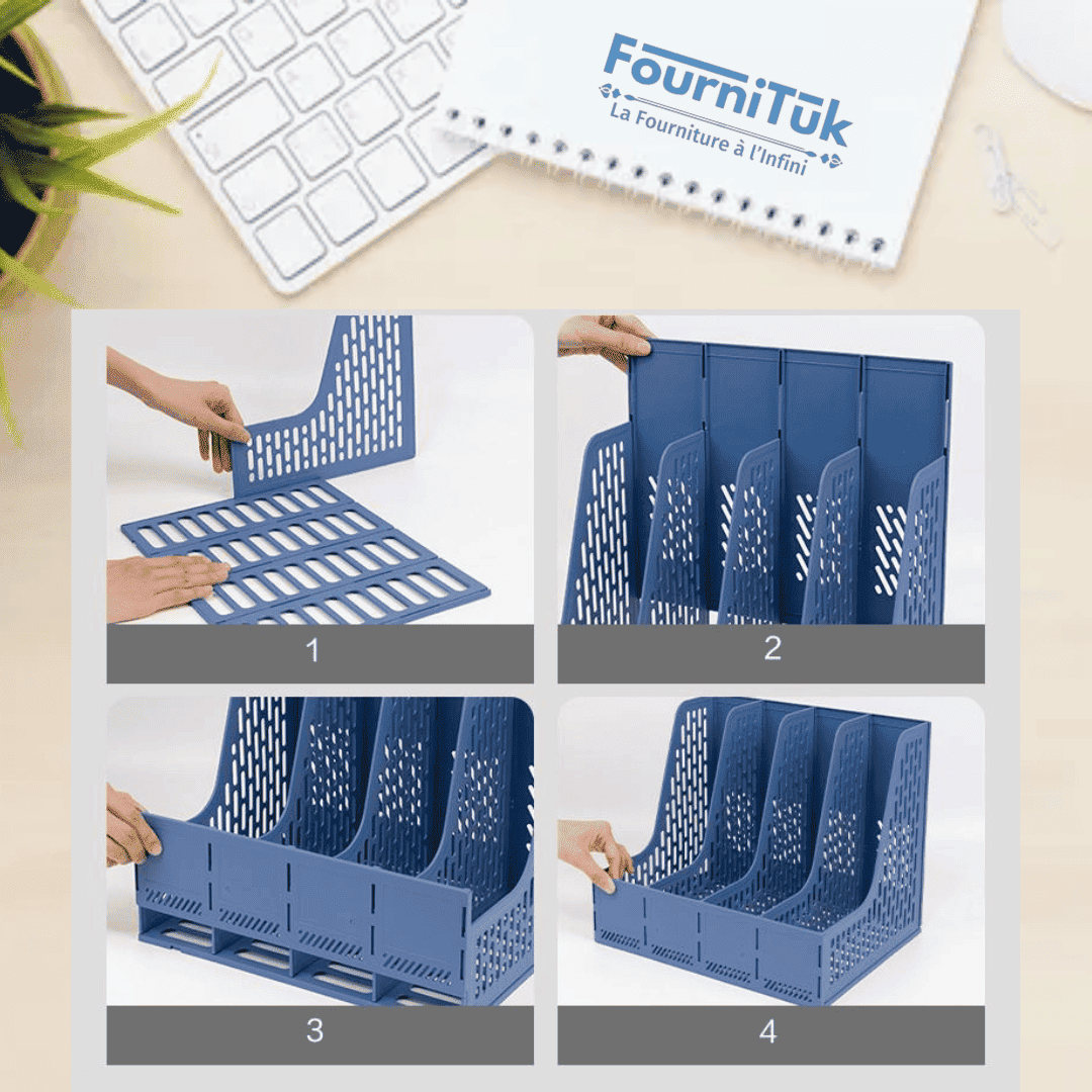 Boîte de Classement 4 Compartiments Pratt & Whitney – Porte-Revues PVC Bleu | Rangement Documents