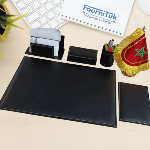 Ensemble de Bureau en Similicuir avec Drapeau Marocain
