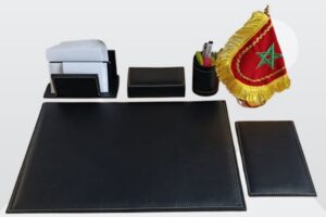 Ensemble de Bureau en Similicuir avec Drapeau Marocain