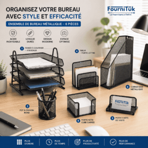 Ensemble de Bureau avec Panier à Courrier 4 Niveaux – 6 Pcs