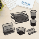 Ensemble de Bureau avec Corbeille à Courrier 2 Niveaux – 6 Pcs