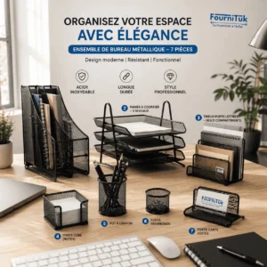 Ensemble de Bureau Métallique 7 Pièces