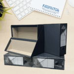 Boîte d’Archivage SICLA 34×25 cm Dos 9 cm – Papier Toilé Noir avec Couvercle Rabattable