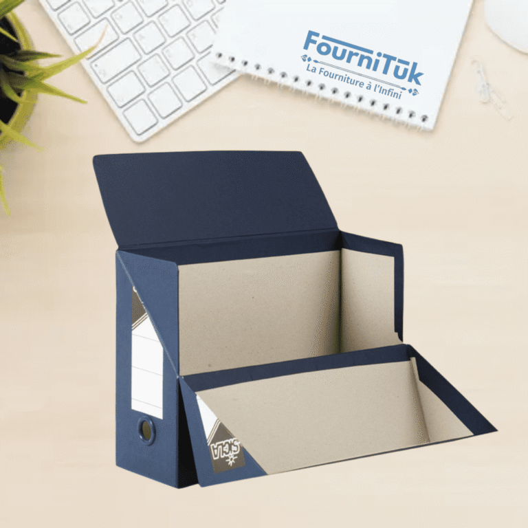 Boîte d’Archivage SICLA 34×25 cm Dos 9 cm – Papier Toilé Noir avec Couvercle Rabattable