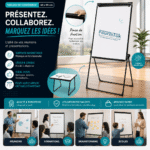 Tableau de Conférence Magnétique 60x90 cm – Paperboard Professionnel Pliable pour Réunions & Formations