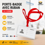 Porte-Badge Horizontal avec Ruban CROWN – Format 54×85 mm