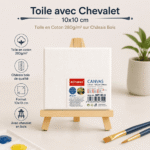 Toile avec Chevalet 10x10 cm – Toile en Coton 280g/m² sur Châssis Bois