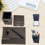 Coffret Cadeau VIP Personnalisable 5 Pièces – Notebook A5, Stylo, Porte-Stylo, Porte-Clés et Bloc Mémo