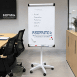 Tableau de Conférence Magnétique Blanc 70 x 100 cm avec Roulettes – Chevalet Paperboard Mobile avec Accessoires