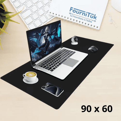 Tapis de Bureau en Similicuir Noir 90 x 40 cm