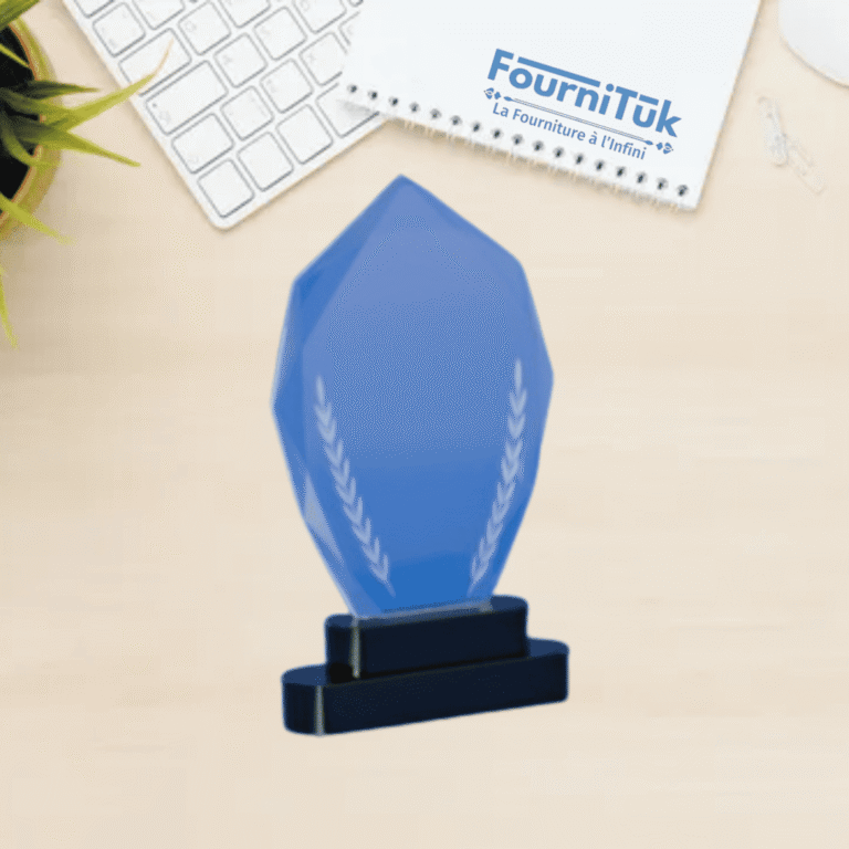 Trophée Prestige en Verre Gravé avec Socle Noir