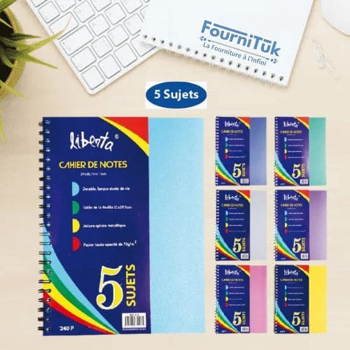 Cahier Spirale Universitaire A4 5x5 – 240 Pages, 5 Sujets