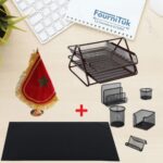 Pack 6 Pcs Métal + Drapeau Marocain + Tapis de Bureau
