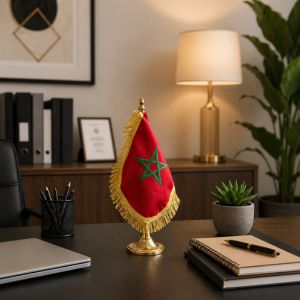 Drapeau Marocain 25 cm || Avec Socle