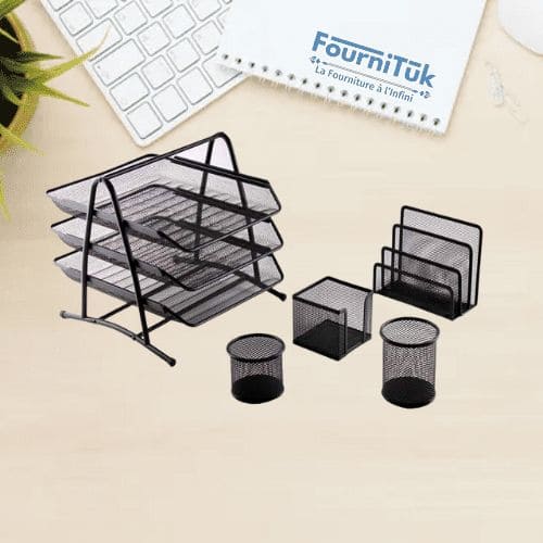ENSEMBLE DE BUREAU MÉTALLIQUE 5 PIÈCES